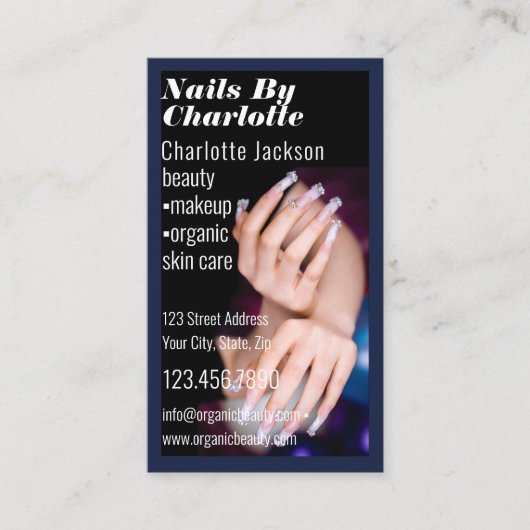 Moderne 2 foto typografie Nail Artiest Visitekaartje (Voorkant)