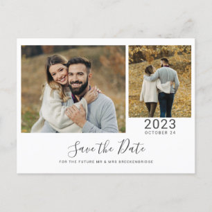Moderne 2 Foto's Collage Save the Date Aankondigingskaart