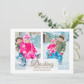 Moderne 2 foto's met sneeuwkerst kaart (Staand voorkant)