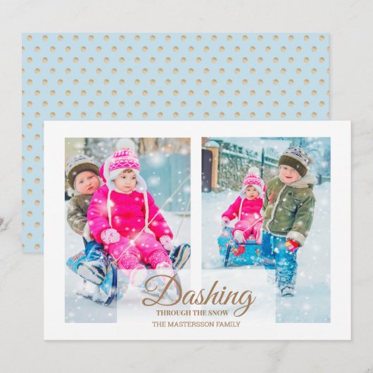 Moderne 2 foto's met sneeuwkerst kaart (Voorkant / Achterkant)