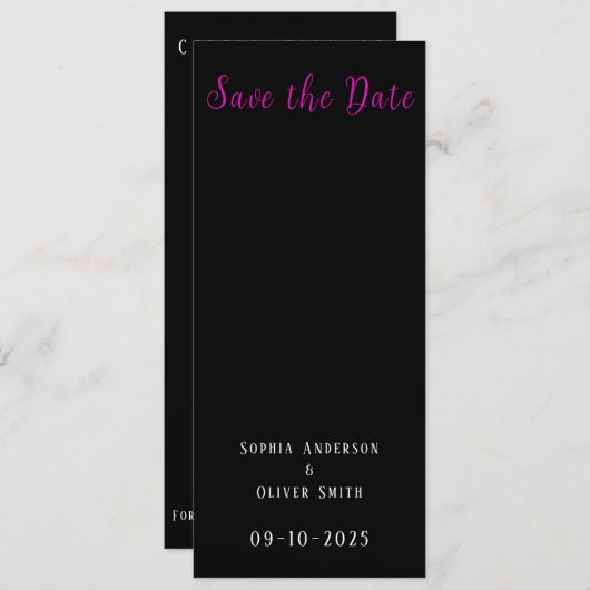 Moderne 2 foto's Zwart Save The Date (Voorkant / Achterkant)