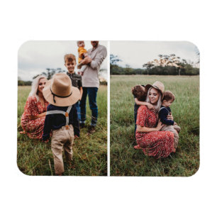 Moderne 2 gezinsfoto-collage Ontwerp uw eigen Magneet
