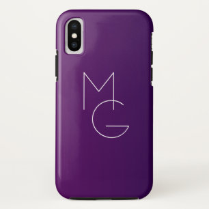 Moderne 2 Initialen Diep Paarse Subtiele Ombre iPhone X Hoesje