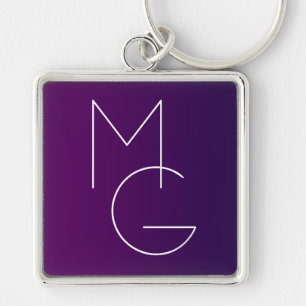 Moderne 2 Initialen   Diep Paarse Subtiele Ombre Sleutelhanger