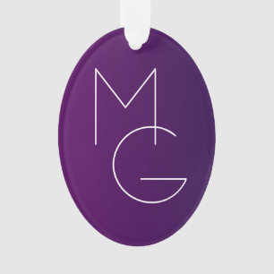 Moderne 2 Initiales Ombre subtile violet profond