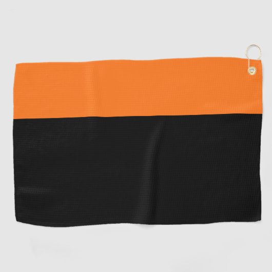 Moderne 2 kleuren | Pompoen en zwart Golfhanddoek (Horizontaal)
