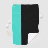 Moderne 2 kleuren | Turquoise Blauw en Zwart Golfhanddoek (Insitu)