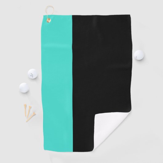 Moderne 2 kleuren | Turquoise Blauw en Zwart Golfhanddoek (Insitu)