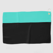 Moderne 2 kleuren | Turquoise Blauw en Zwart Golfhanddoek (Horizontaal)