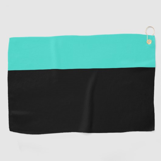 Moderne 2 kleuren | Turquoise Blauw en Zwart Golfhanddoek (Horizontaal)