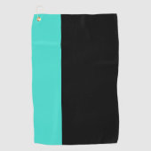 Moderne 2 kleuren | Turquoise Blauw en Zwart Golfhanddoek (Voorkant)