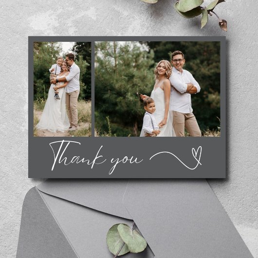 Moderne 2 Mariage photo Carte de remerciements