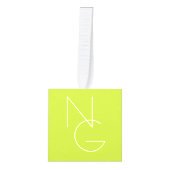 Moderne 2 overlappende Initialen | Lime Green Kubus Ornament (Voorkant)