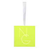 Moderne 2 overlappende Initialen | Lime Green Kubus Ornament (Rechts)
