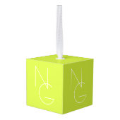 Moderne 2 overlappende Initialen | Lime Green Kubus Ornament (Achter hoekig)