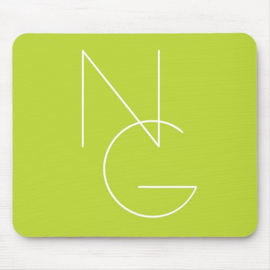 Moderne 2 overlappende Initialen | Lime Green Muismat (Voorkant)
