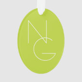 Moderne 2 overlappende Initialen | Lime Green Ornament (achterkant)