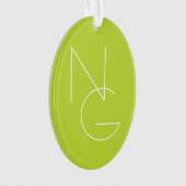 Moderne 2 overlappende Initialen | Lime Green Ornament (voorkant)