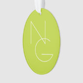 Moderne 2 overlappende Initialen | Lime Green Ornament (voorkant)