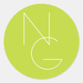 Moderne 2 overlappende Initialen | Lime Green Ronde Sticker (Voorkant)