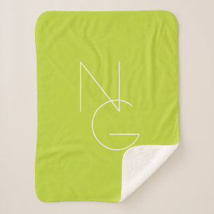 Moderne 2 overlappende Initialen   Lime Green Sherpa Deken