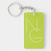 Moderne 2 overlappende Initialen | Lime Green Sleutelhanger (Voorkant)