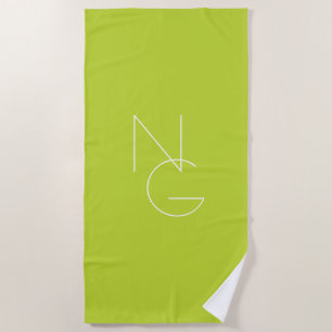 Moderne 2 overlappende Initialen Lime Green Strandlaken