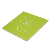 Moderne 2 overlappende Initialen | Lime Green Tegeltje (Zijkant)