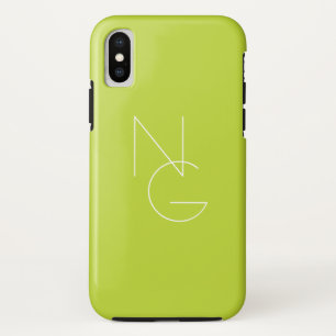 Moderne 2 overlappende initialen Limoengroen iPhone X Hoesje