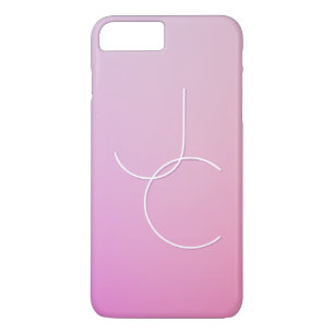 Moderne 2 overlappende Initialen roze ombre iPhone 8 Plus / 7 Plus Hoesje