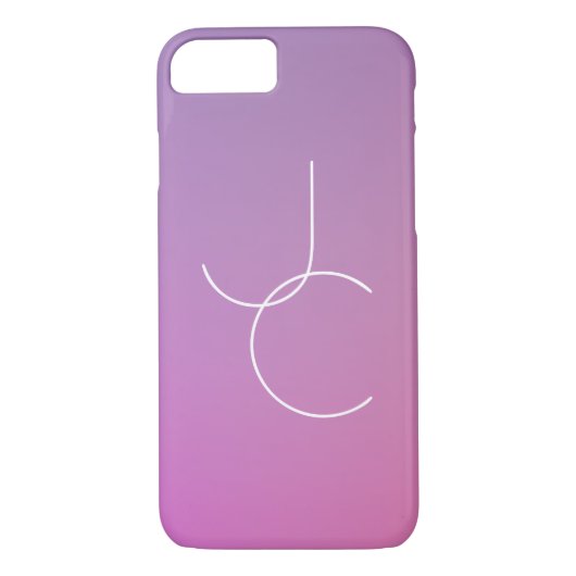 Moderne 2 overlappende initialen | Roze Ombre Case-Mate iPhone Case (Achterkant)