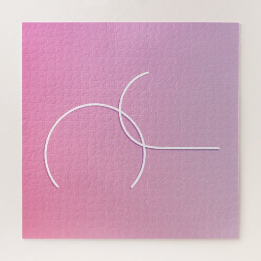 Moderne 2 overlappende Initialen | roze ombre Legpuzzel (Horizontaal)