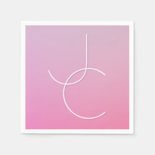 Moderne 2 overlappende Initialen roze ombre Servet