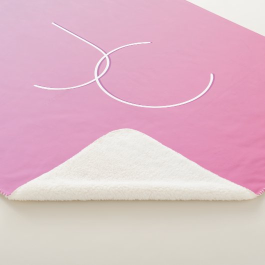 Moderne 2 overlappende initialen | Roze Ombre Sherpa Deken (3/4)