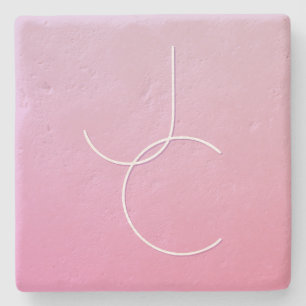Moderne 2 overlappende Initialen roze ombre Stenen Onderzetter