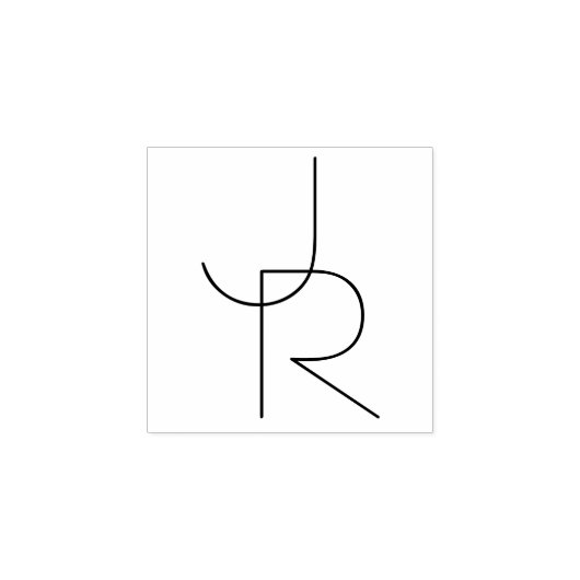 Moderne 2 overlappende Initialen Rubberstempel (Afrduk)