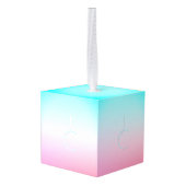 Moderne 2 overlappende Initialen | Turquoise Pink Kubus Ornament (Achter hoekig)