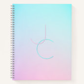 Moderne 2 overlappende Initialen | Turquoise Pink Notitieboek (Voorkant)