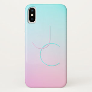 Moderne 2 overlappende initialen Turquoise Roze iPhone X Hoesje