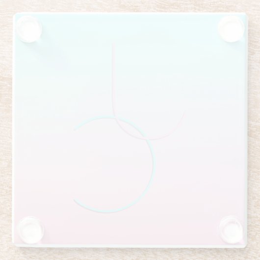Moderne 2 overlappende initialen | Turquoise Roze Glazen Onderzetter (Achterkant)