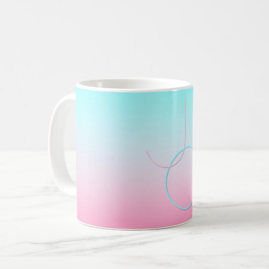 Moderne 2 overlappende initialen | Turquoise Roze Koffiemok (Voorkant links)