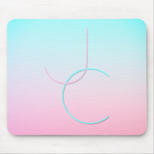 Moderne 2 overlappende initialen Turquoise Roze Muismat