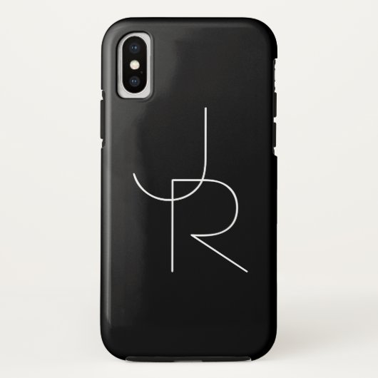 Moderne 2 overlappende initialen | Wit op zwart Case-Mate iPhone Case (Achterkant)