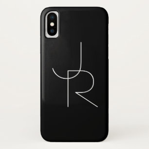 Moderne 2 overlappende initialen Wit op zwart iPhone X Hoesje