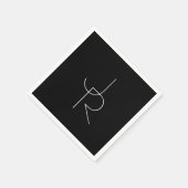 Moderne 2 overlappende initialen | Wit op zwart Servet (Hoek)