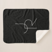 Moderne 2 overlappende initialen | Wit op zwart Sherpa Deken (Voorkant (horizontaal))