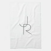 Moderne 2 overlappende initialen | Zwart op wit Theedoek (Verticaal)