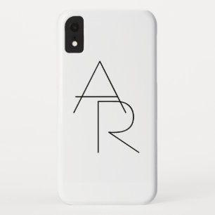 Moderne 2 overlappende Initialen   Zwart-wit iPhone XR Hoesje