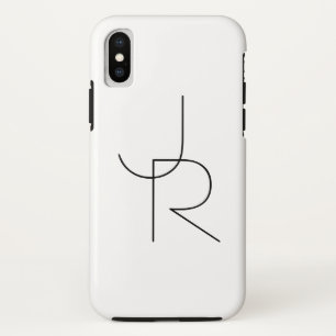Moderne 2 overlappende Initialen Zwart-wit iPhone X Hoesje