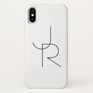 Moderne 2 overlappende Initialen Zwart-wit iPhone X Hoesje